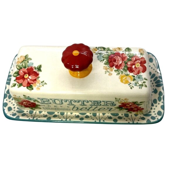 The Pioneer Woman Vintage Floral Butter Dish Stoneware - Picture 2 of 15